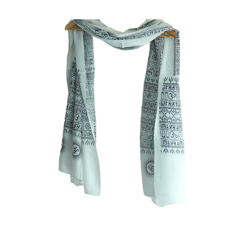 India Scarf Rayon Sarong with Hand-Printed Om Motifs