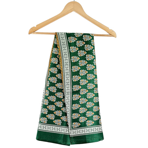 Khadi Cotton Poly Silk Sunflower Plant Print Dupatta