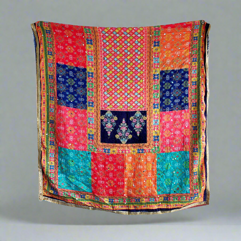 Pakistani Digital Printed Chinnon Multicoloured Dupatta With Heavy Mirror Work