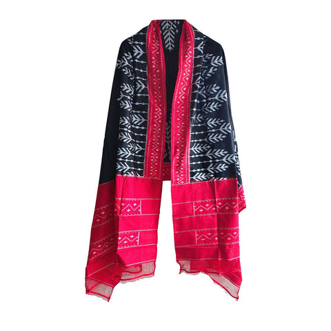 Eternal Beauty Handwoven Pochampally Ikat Silk Dupatta with Zari Elegance