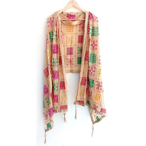 Kutch Embroidery Desigen Ludo Style Function Dupatta Size W 110 Cm X L 220 Cm.