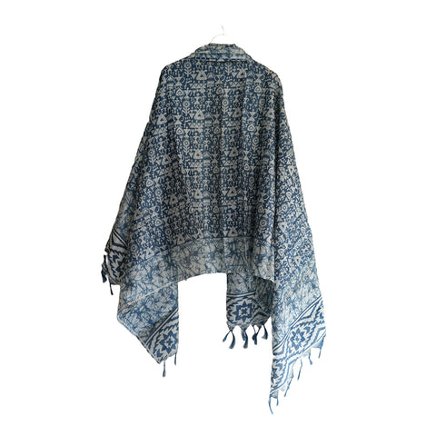 Khadi Cotton Floral Print Design Dupatta(Black And Grey)