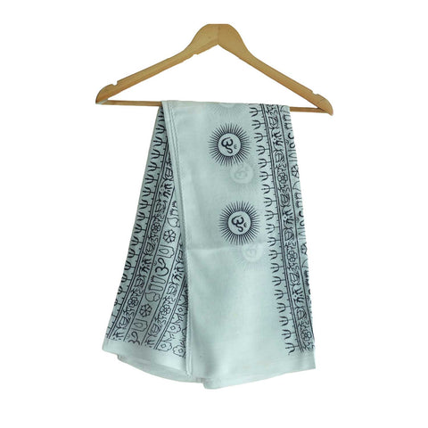 India Scarf Rayon Sarong with Hand-Printed Om Motifs