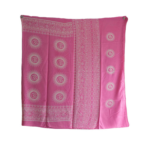 India Scarf Rayon Sarong with Hand-Printed Om Motifs