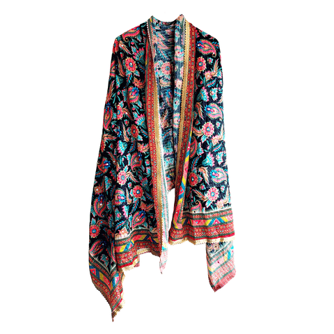 Pakistani Digital Printed Chinnon Multicoloured Dupatta With Heavy Mirror Work