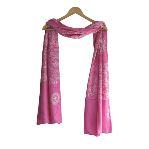 India Scarf Rayon Sarong with Hand-Printed Om Motifs
