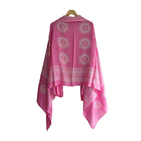 India Scarf Rayon Sarong with Hand-Printed Om Motifs