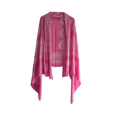 India Scarf Rayon Sarong with Hand-Printed Om Motifs