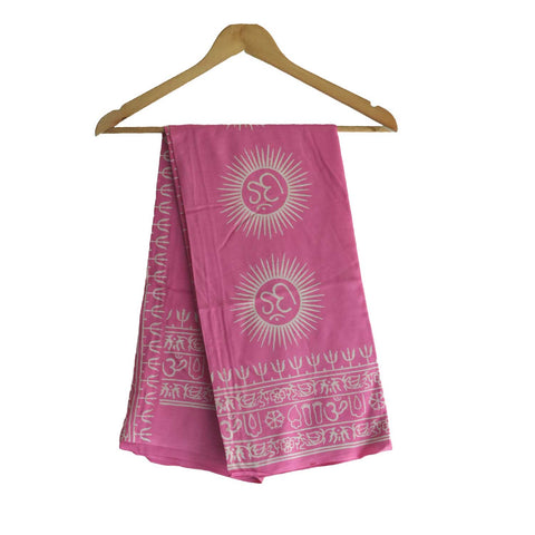 India Scarf Rayon Sarong with Hand-Printed Om Motifs