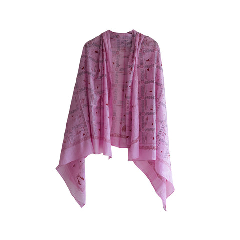 Yoga  Exercise Diagram Cotton Sarong  Large Beach Wrap( Pink Color )