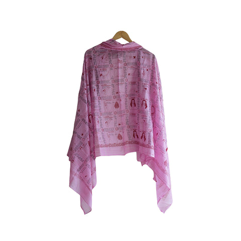 Yoga  Exercise Diagram Cotton Sarong  Large Beach Wrap( Pink Color )