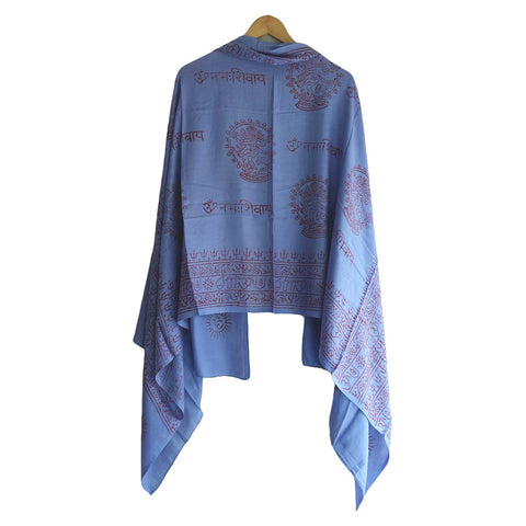 India Scarf Rayon Sarong with Hand-Printed Om Motifs