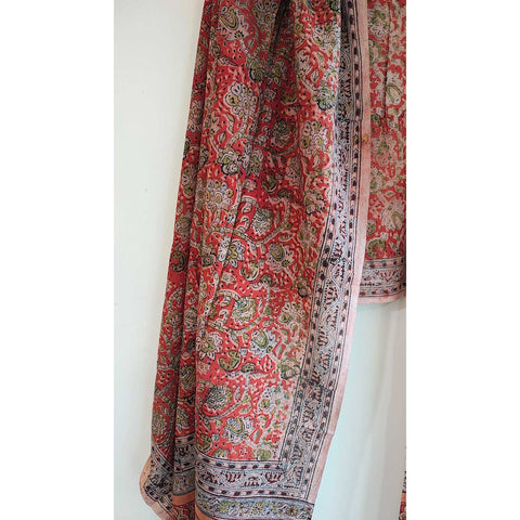 Indian Scarves Women's Kalamkari cotton stole Size 73x194 cm