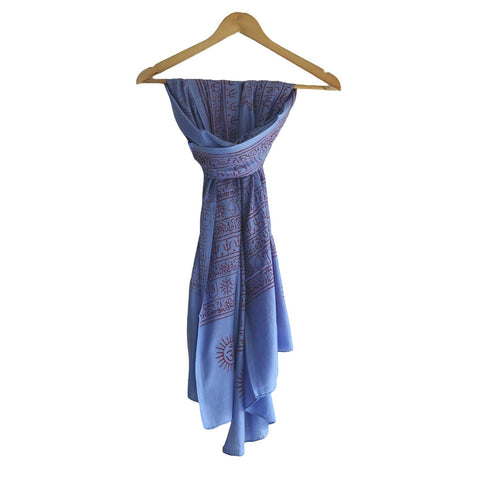 India Scarf Rayon Sarong with Hand-Printed Om Motifs