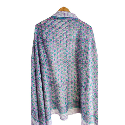 Bagru Block Print Pure Cotton Sarong, Sarong Beach Wrap, Cotton Sarong, Pareo, Summer Beach Pareo,Size 45X80 Inc (Purple And Blue)