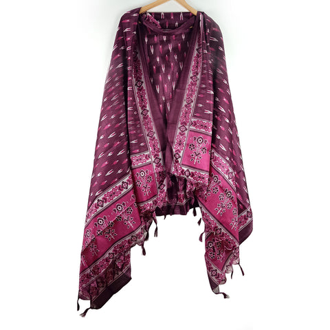 Khadi Cotton Poly Silk Digital Ikat Print Dupatta