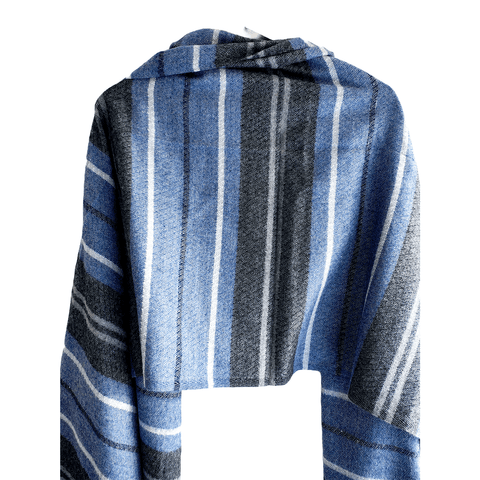 Earthy Elegance Embroidered Wool Stole | Blue | Warm Winter Wrap for Women