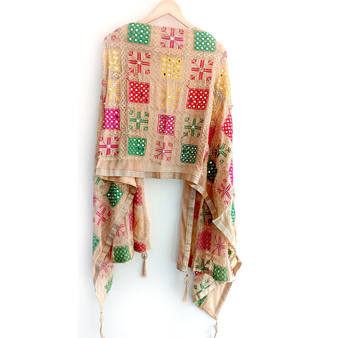 Kutch Embroidery Desigen Ludo Style Function Dupatta Size W 110 Cm X L 220 Cm.