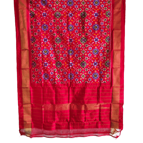 Eternal Beauty Handwoven Pochampally Ikat Silk Dupatta with Zari Elegance