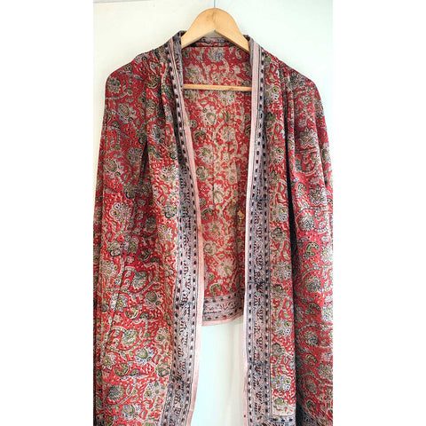 Indian Scarves Women's Kalamkari cotton stole Size 73x194 cm