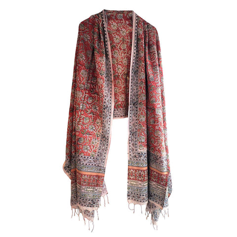 Indian Scarves Women's Kalamkari cotton stole Size 73x194 cm