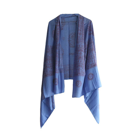 India Scarf Rayon Sarong with Hand-Printed Om Motifs