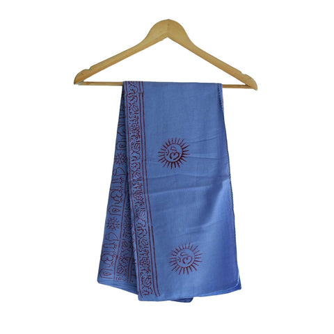 India Scarf Rayon Sarong with Hand-Printed Om Motifs