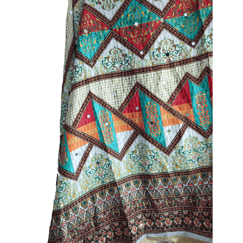 Pakistani Digital Printed Chinnon Multicoloured Dupatta With Heavy Mirror Work