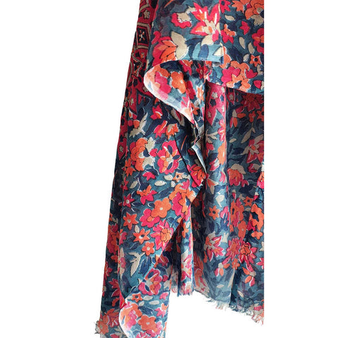 Women's Reversible Silk Viscose Summer Stole, with Fringe Tassels, 185 x 75 cm