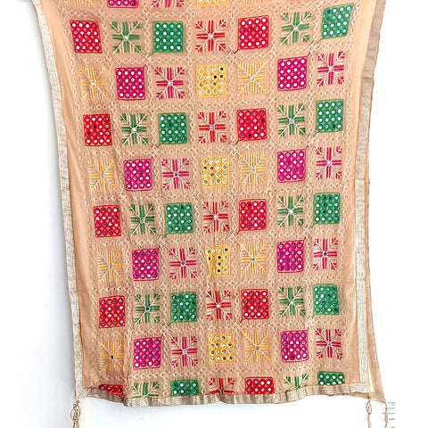 Kutch Embroidery Desigen Ludo Style Function Dupatta Size W 110 Cm X L 220 Cm.