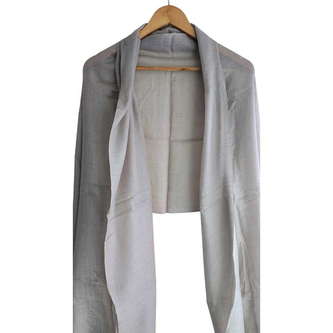 Earthy Elegance Embroidered Wool Stole | Light Grey | Artisan Winter Wrap