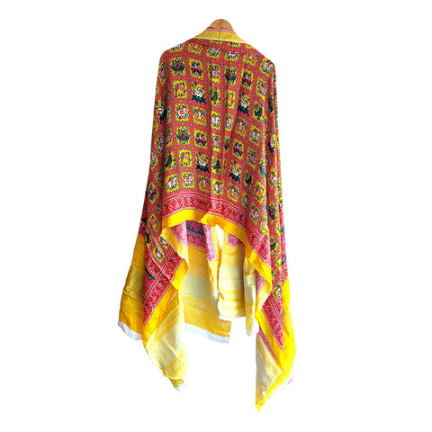 Semi Gaji Silk Bandhani Dupatta(Yellow)