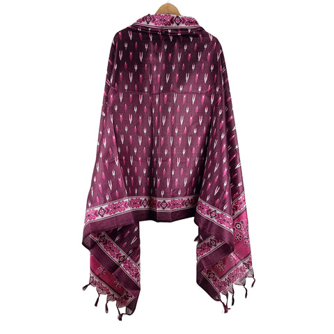Khadi Cotton Poly Silk Digital Ikat Print Dupatta