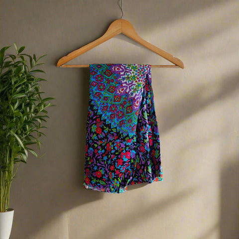 India Scarves Women's Viscose Floral Multicolor Print colour  Stole, 75 Cm x 185 Cm