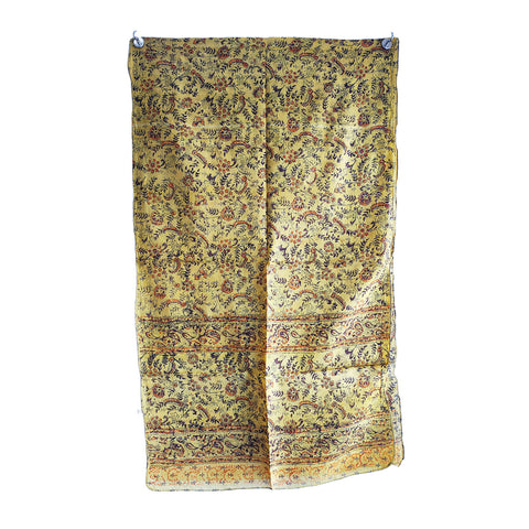 Mustard Yellow Silk Scarf with Traditional Design