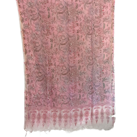 India Scarves Kota Doria Cotton Silk Grey and Pink Color floral Dupatta(Light pink)…