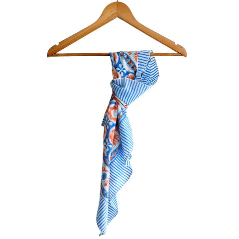 India Scarves Floral Paisley Print Silk Scarf, Light Weight Square Neck Wrap,  Border Pattern, 100x100 cm