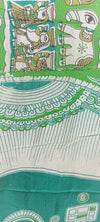 Kalamkari Hand Block Printed Pure Silk Green Color Elephaint Design Stole Size 90 X 225 Cm