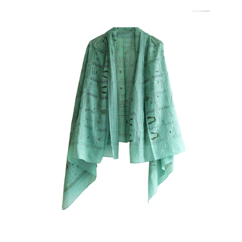 Yoga  Exercise Diagram Cotton Sarong  Large Beach Wrap ( Mint Green )