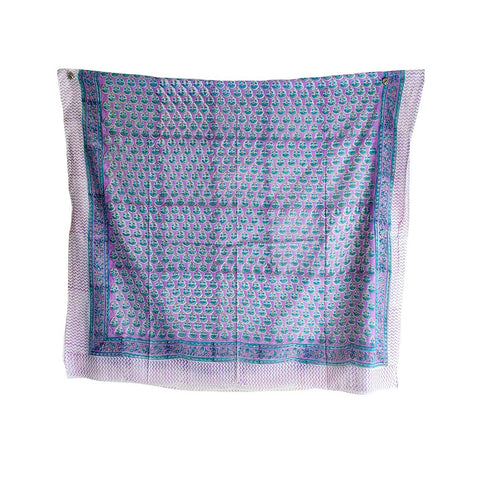 Bagru Block Print Pure Cotton Sarong, Sarong Beach Wrap, Cotton Sarong, Pareo, Summer Beach Pareo,Size 45X80 Inc (Purple And Blue)