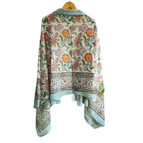 Bagru Block Print Sarong, Sarong Beach Wrap, Cotton Sarong,Pareo, Summer Pareo ,Size 45X80 Inc(Mint green)