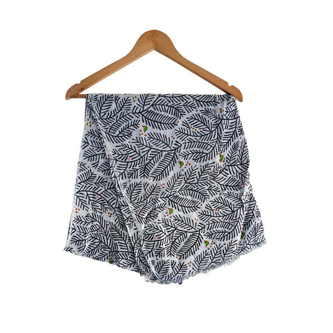 Women's Reversible Silk Viscose Summer Stole, with Fringe Tassels, 185 x 75 cm