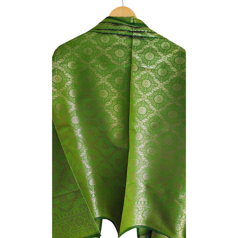 India scarves Banarasi Brocade with Floral Grid, Ornamental Border, and Tassel Finish