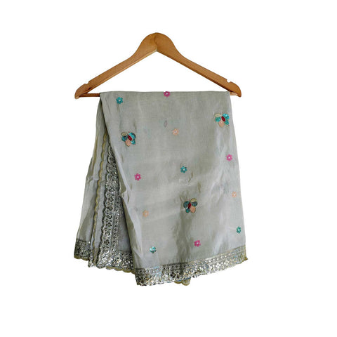 India Scarves Silk Dupatta with Intricate Embroidery