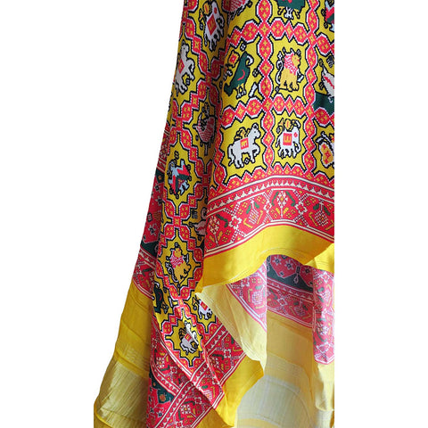 Semi Gaji Silk Bandhani Dupatta(Yellow)