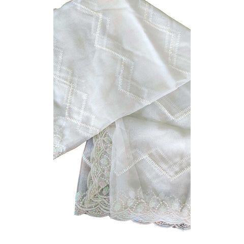 India Scarve's Net Cut Goldan Embroidered Floral Design  Dupatta