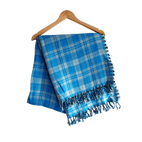 Earthy Elegance Embroidered Wool Stole | Blue | Warm Winter Wrap (QZ-34VT-HY06)