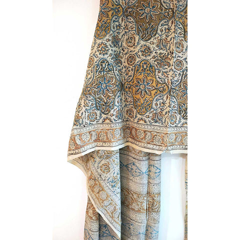 Indian Scarves Women's Kalamkari cotton dupatta with rainbow border Size 73x194 cm