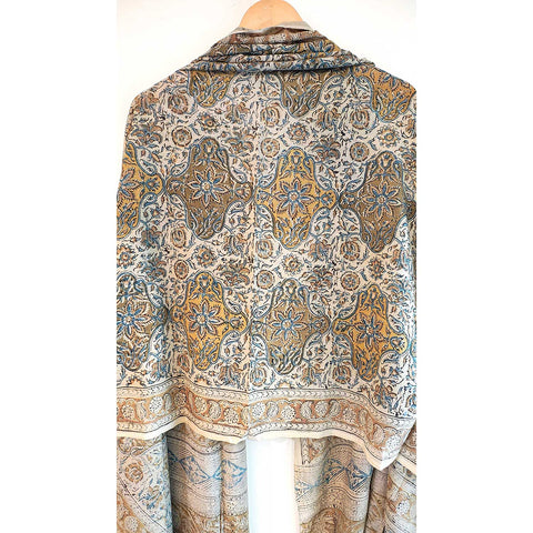 Indian Scarves Women's Kalamkari cotton dupatta with rainbow border Size 73x194 cm