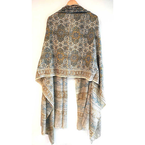 Indian Scarves Women's Kalamkari cotton dupatta with rainbow border Size 73x194 cm